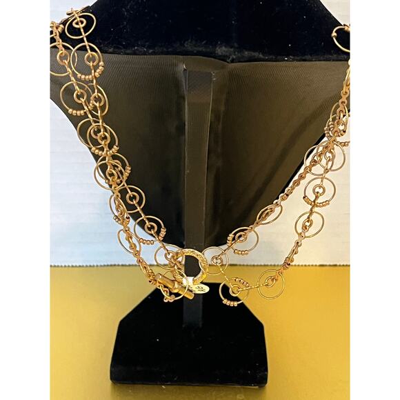 Catherine Popesco layered gold plated necklace with crystal ball charm - Picture 5 of 5